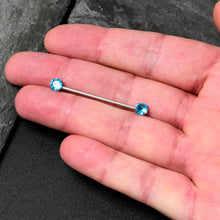Load image into Gallery viewer, 14G Aqua CZ Gem Threadless Industrial Barbell 38mm