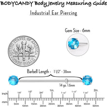 Load image into Gallery viewer, 14G Aqua CZ Gem Threadless Industrial Barbell 38mm