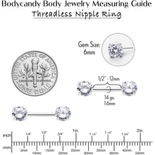 Load image into Gallery viewer, 14G 1/2 Clear CZ Gem Threadless Barbell Nipple Ring Set