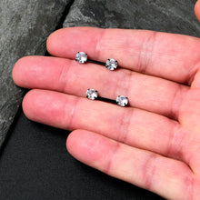 Load image into Gallery viewer, 14G 1/2 Clear CZ Gem Black Threadless Barbell Nipple Ring Set