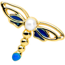 Load image into Gallery viewer, 16G 1/4 Gold Tone White Orb Dragonfly Labret Monroe Tragus