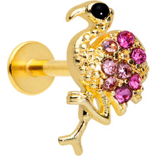 Load image into Gallery viewer, 16G 5/16 Pink Gem Gold Tone Fashion Flamingo Labret Monroe Tragus
