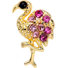 Load image into Gallery viewer, 16G 5/16 Pink Gem Gold Tone Fashion Flamingo Labret Monroe Tragus