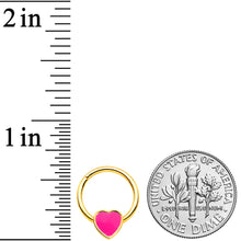 Load image into Gallery viewer, 16G 3/8 Gold Tone Pink Heart Hinged Segment Ring