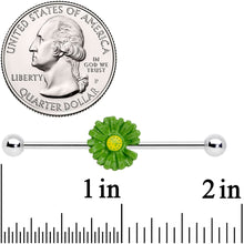 Load image into Gallery viewer, 14G Green Daisy Industrial Barbell 38mm