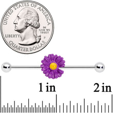 Load image into Gallery viewer, 14G Purple Daisy Industrial Barbell 38mm