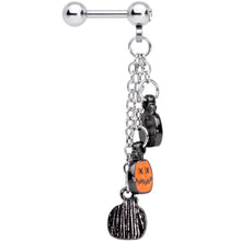 Load image into Gallery viewer, 16G 1/4 Clear Gem Halloween Pumpkin Dangle Cartilage Earring