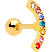 Load image into Gallery viewer, 16G 1`/4 Red Blue Gem Gold Tone Rainbow Arc Cartilage Tragus