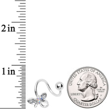 Load image into Gallery viewer, Clear Aurora Gem Loop Butterfly Spiral Twister Belly Ring