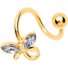 Load image into Gallery viewer, Clear Aurora Gem Gold Tone Loop Butterfly Spiral Twister Belly Ring