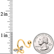 Load image into Gallery viewer, Clear Aurora Gem Gold Tone Loop Butterfly Spiral Twister Belly Ring