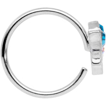 Load image into Gallery viewer, 18G 3/8 Aqua Aurora Gem Loop Butterfly Nose Hoop