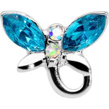 Load image into Gallery viewer, 16G 1/4 Clear Aqua Gem Loop Butterfly Cartilage Tragus Earring