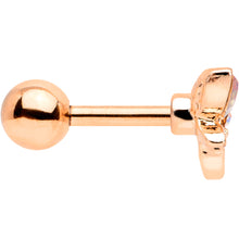 Load image into Gallery viewer, 16G 1/4 Aurora Gem Rose Gold Tone Loop Butterfly Cartilage Tragus