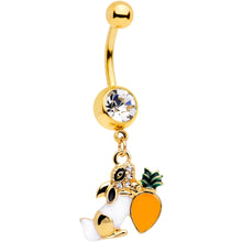 Load image into Gallery viewer, Clear Gem Gold Tone Carrot Bunny Dangle Belly Ring
