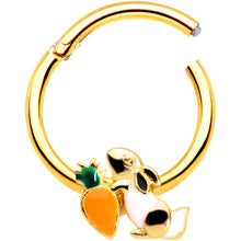 Load image into Gallery viewer, 16G 3/8 Gold Tone Bunny Rabbit Carrot Easter Hinged Segment Ring