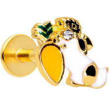 Load image into Gallery viewer, 16G 5/16 Clear Gem Gold Tone Carrot Bunny Labret Monroe Tragus