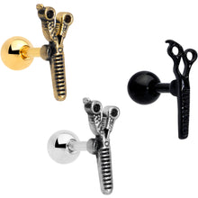 Load image into Gallery viewer, 16G 1/4 Black Gold Tone Scissors Hair Cartilage Tragus Set of 3