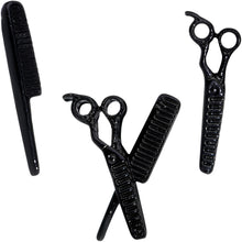 Load image into Gallery viewer, 18G 3/8 Black Scissors Comb Hair Nose Hoop Set of 3