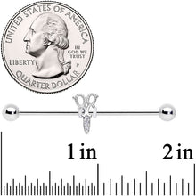 Load image into Gallery viewer, 14G Clear Gem Elegant Scissors Industrial Barbell 38mm