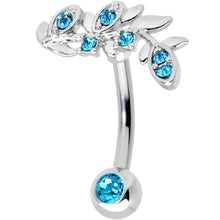 Load image into Gallery viewer, Aqua Gem Leaf Branch Belly Ring