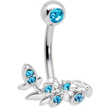 Load image into Gallery viewer, Aqua Gem Leaf Branch Belly Ring