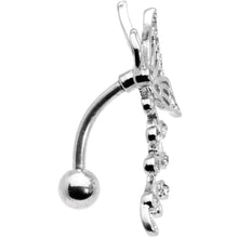 Load image into Gallery viewer, Clear Gem Butterfly Flower Garland Top Mount Belly Ring