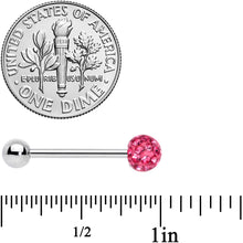 Load image into Gallery viewer, Pink Gem Disco Ball Internally Threaded Barbell Tongue Ring