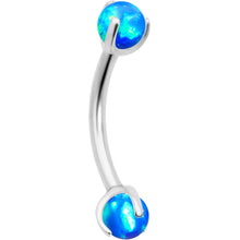 Load image into Gallery viewer, 16G 5/16 Blue Synthetic Opal Internally Threaded Eyebrow Ring