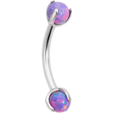 Load image into Gallery viewer, 16G 5/16 Purple Synthetic Opal Internally Threaded Eyebrow Ring