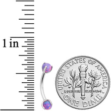 Load image into Gallery viewer, 16G 5/16 Purple Synthetic Opal Internally Threaded Eyebrow Ring