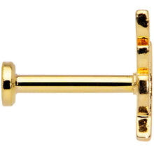 Load image into Gallery viewer, 16G 5/16 Color CZ Gem Gold Tone Leaf Internally Threaded Labret