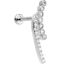 Load image into Gallery viewer, 16G 1/4 Clear CZ Gem Curve Internally Threaded Labret Tragus