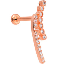 Load image into Gallery viewer, 16G 5/16 Clear CZ Gem Rose Gold Tone Curve Internal Thread Labret