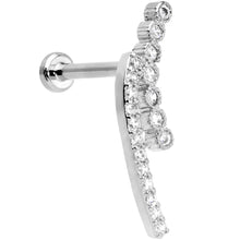 Load image into Gallery viewer, 16G 5/16 Clear CZ Gem Curve Internally Threaded Labret Tragus
