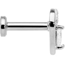 Load image into Gallery viewer, 16G 1/4 Clear CZ Gem Airy Heart Internally Threaded Labret