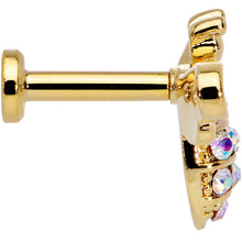 Load image into Gallery viewer, 16G 1/4 Aurora CZ Gem Gold Hue Beauty Bee Internal Thread Labret