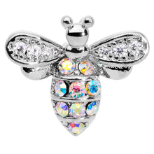 Load image into Gallery viewer, 16G 1/4 Aurora CZ Gem Beauty Bee Internally Threaded Labret
