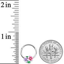 Load image into Gallery viewer, 16G 3/8 Clear Gem Fanciful Flowers Hinged Segment Ring