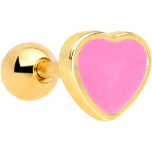 Load image into Gallery viewer, 16G 1/4 Gold Tone Pink Heart Cartilage Tragus Earring