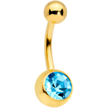 Load image into Gallery viewer, Aqua Gem Gold Tone Flower Pearly Belly Ring Set of 3