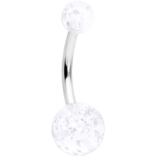 Load image into Gallery viewer, White Daisy Flower Clear Glitter Acrylic Belly Ring Set of 3