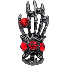 Load image into Gallery viewer, 16G 1/4 Red Gem Black Skeleton Hand Halloween Cartilage Tragus