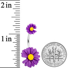 Load image into Gallery viewer, Purple Double Flower Double Mount Belly Ring