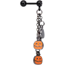 Load image into Gallery viewer, 16G 1/4 Clear Gem Black Halloween Pumpkin Dangle Cartilage