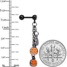 Load image into Gallery viewer, 16G 1/4 Clear Gem Black Halloween Pumpkin Dangle Cartilage