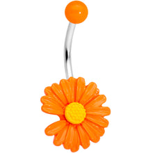 Load image into Gallery viewer, Orange Daisy Flower Belly Ring