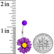 Load image into Gallery viewer, Purple Daisy Flower Belly Ring