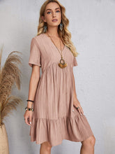Load image into Gallery viewer, Classic Full Size V-Neck Short Sleeve Dress Casual & Comfortable Dress for Women