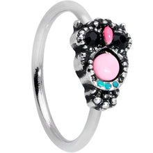 Load image into Gallery viewer, 20G 5/16 Black Gem Pink Orb Owl Nose Hoop